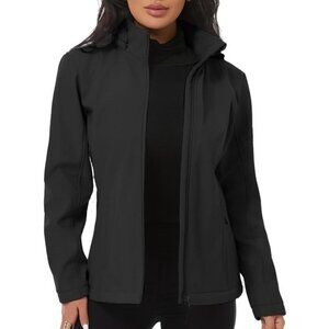 Women's Vest Hooded Jacket Coat Black Fleece Winter Warm Zippered Pockets